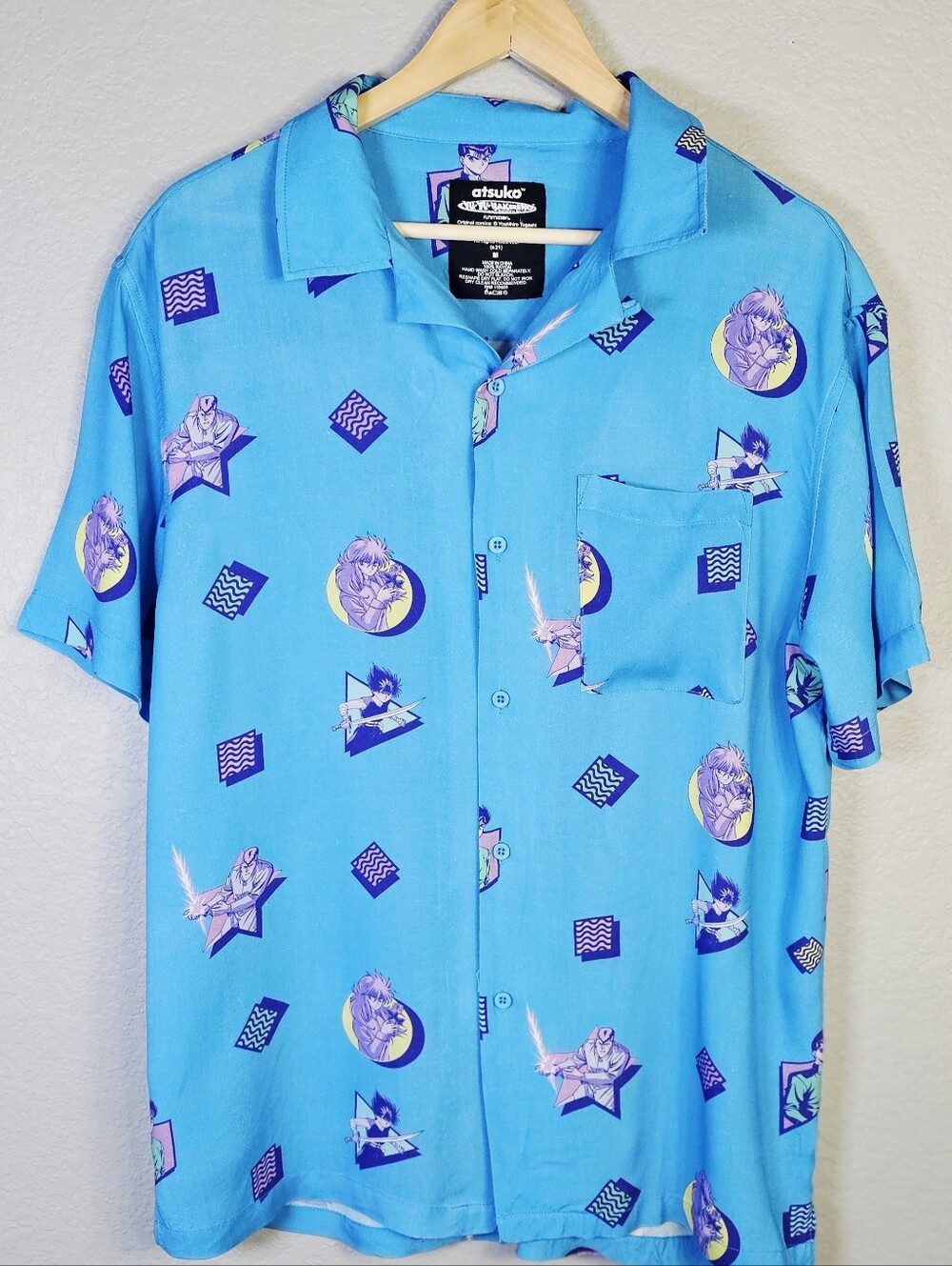 Atsuko Yu Yu Hakusho Rayon Button Up Camp Shirt Mens Medium Anime Funimation